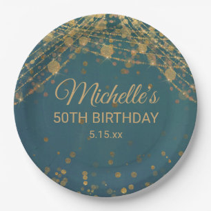 Aquamarine Glitzer-Streichelleuchten Erwachsene Ge Pappteller