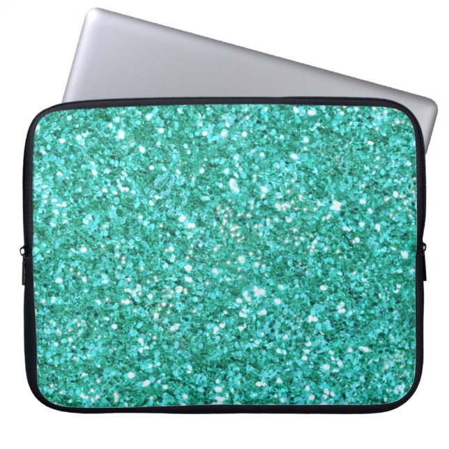 Aquamarine glitzernde Glitzer-Muster Notebook-Hüll Laptopschutzhülle (Vorderseite)