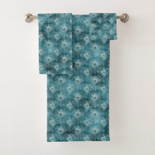 Aquamarine Glitzy Glam Peacock Federn Badhandtuch Set