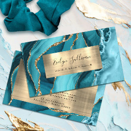 Aquamarine Gold Agate Business Card Visitenkarte