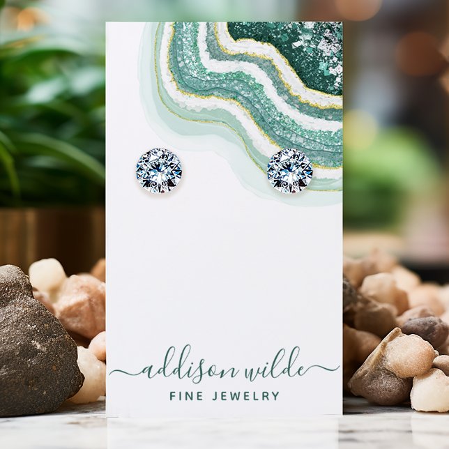 Aquamarine Gold Agate Geode Earring Display Card Visitenkarte (Von Creator hochgeladen)