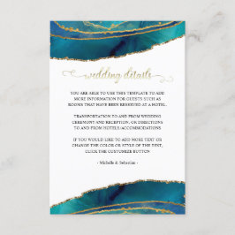 Aquamarine Gold-Agate-Hochzeitskarte Begleitkarte