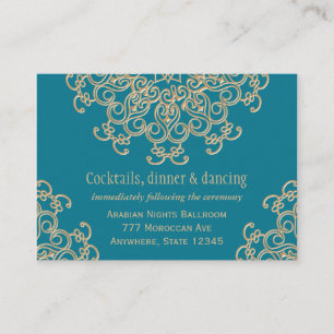 Aquamarine Gold Indian Empfang Enclosure Card Begleitkarte