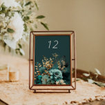 Aquamarine Gold Luxe Floral Wedding Table Card Tischnummer<br><div class="desc">Unsere Kollektion "Aquamarin Gold Luxurious Floral" verfügt über reichhaltige Aquarellbilder in Smaragd und Saphir mit Rose in den gleichen Farben und goldfarbenem Blattwerk. Dekorative Buchstaben sind Teil eines benutzerdefinierten Skripts, können aber auf Wunsch in ein Monogramm-Design integriert werden. Diese Sammlung erstreckt sich über Hochzeiten, Büros und persönliche Gegenstände. Kontaktieren Sie...</div>