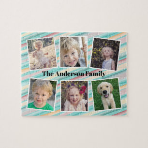 Aquamarine Gold Orange Stripes-Produktfamilie Foto Puzzle