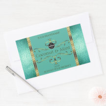 Aquamarine Gold Product Labels Glitzer Borders wit