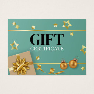 Aquamarine Gold Weihnachtsball Stars Ribbon Gesche