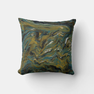 Aquamarine, goldene, weiße und schwarze Öle Kissen