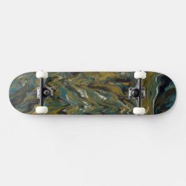 Aquamarine, goldene, weiße und schwarze Öle Skateboard