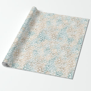 Aquamarine Goldleopardrucke Geschenkpapier