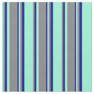 Aquamarine, Grau und dunkelblaue Linien Stoff