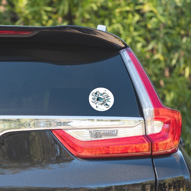 aquamarine graue Basketbälle stern Girls Jersey Nu Aufkleber (Auto Seite)