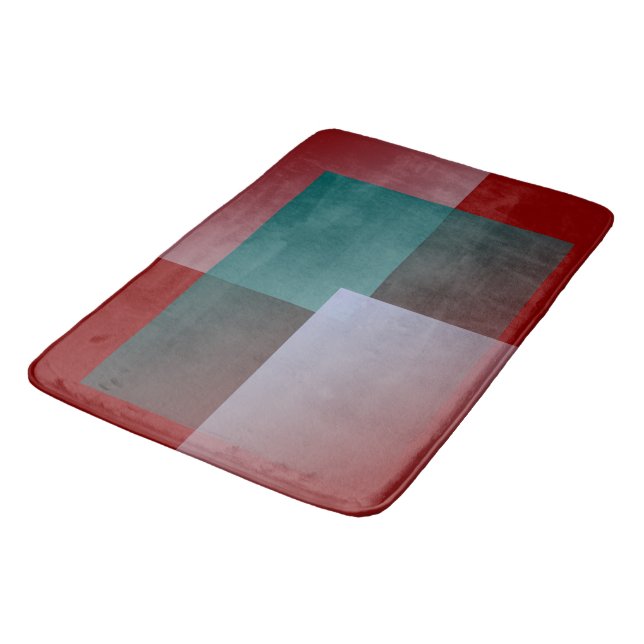 aquamarine graue Bordeaux-Quadrate Badematte (Schrägansicht)