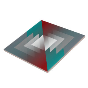 Aquamarine graue Dreiecke auf Bordeaux Fliese