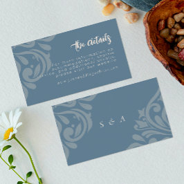 Aquamarine graue Elegant Classic Damask Hochzeit Begleitkarte