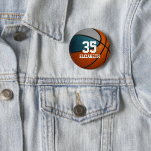 aquamarine graue Girls Basketballmannschaften Button