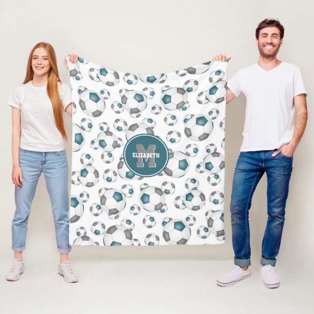 aquamarine graue Mannschaft färbt Jungs Fußball-Bä Fleecedecke (Beispiel)