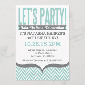 Aquamarine graue moderne einladung