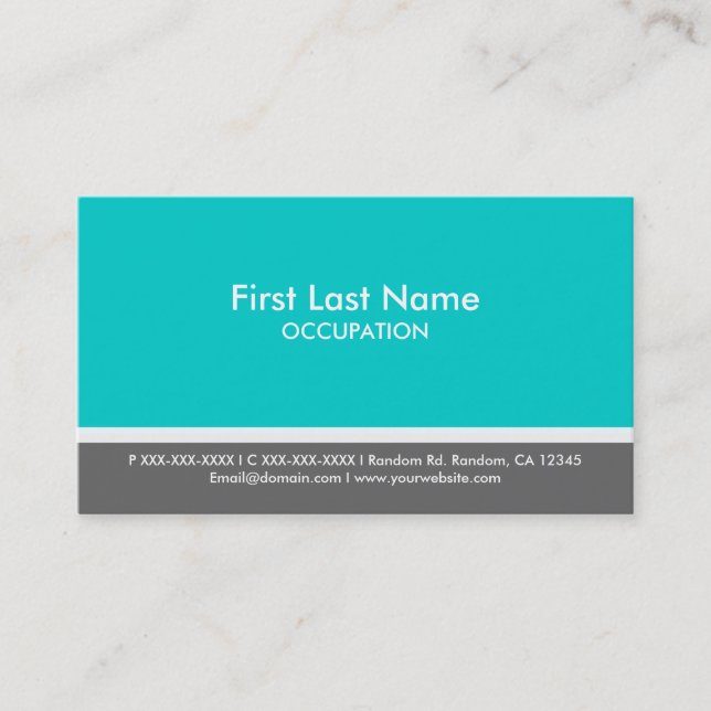 Aquamarine graue Streifen einfache Visitenkarten Visitenkarte (Vorderseite)