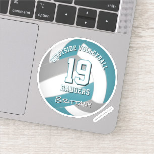 aquamarine Graue Volleyball-Girls Jungs Teamgesche Aufkleber