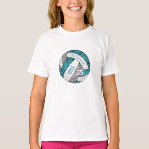 aquamarine graue Volleyballfarben T-Shirt