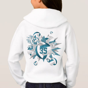 aquamarine graue Volleyballs Girls Jersey Nummer Hoodie