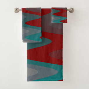 aquamarine graue Wellen Badhandtuch Set