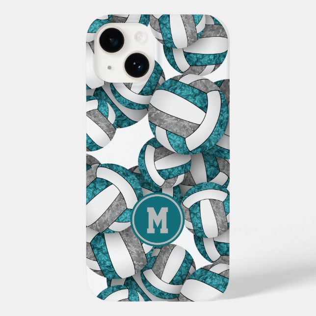 Aquamarine Graumädchen färben Volleyballs gemuster Case-Mate iPhone Hülle (Rückseite)