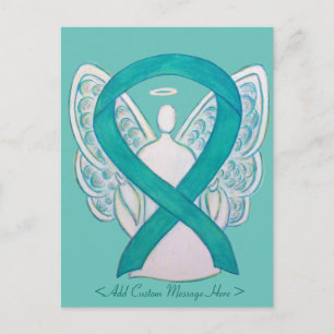 Aquamarine Green Awareness Ribbon Angel Custom Pos Postkarte