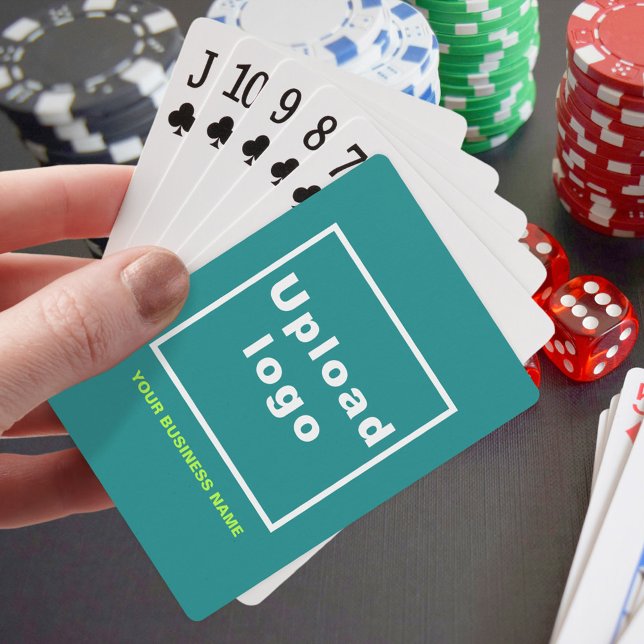 Aquamarine Green Business-Marke für Spielkarten (Teal green business brand on playing cards)