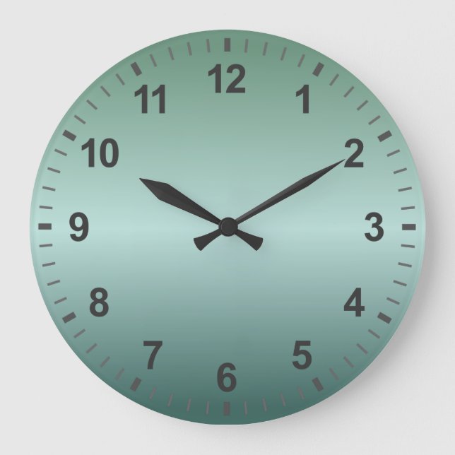 Aquamarine Green Gradient Minimal-Designnummern Große Wanduhr (Vorderseite)