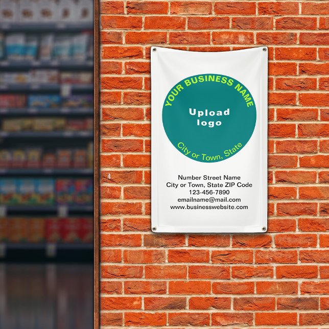 Aquamarine Green Round-Business-Marke auf Portrait Banner (Banner with your business brand in teal green round shape)