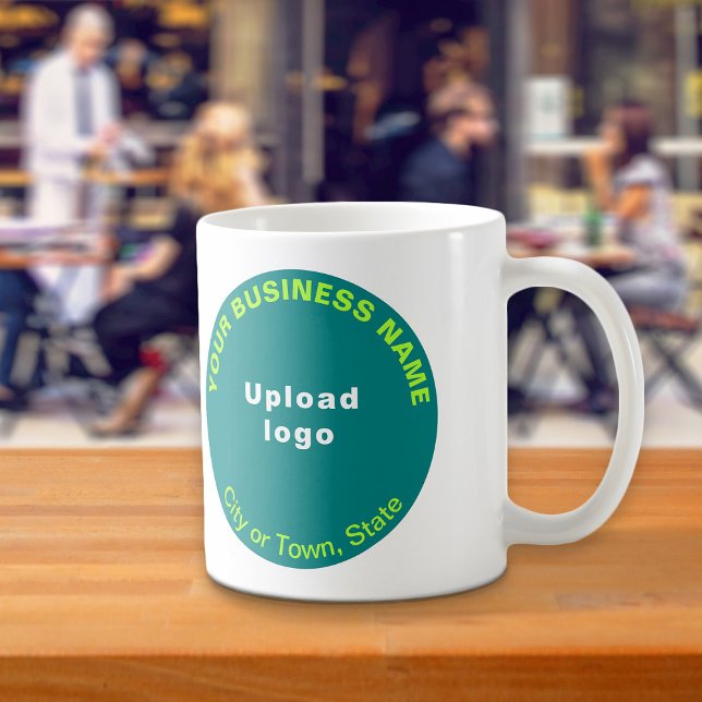 Aquamarine Green Round-Business-Marke für Tasse (Teal green round business brand on mug)