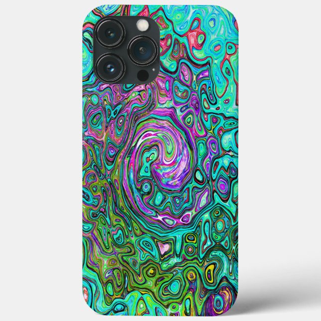 Aquamarine Groovy Abstrakt Retro Liquid Swirl Case-Mate iPhone Hülle (Rückseite)