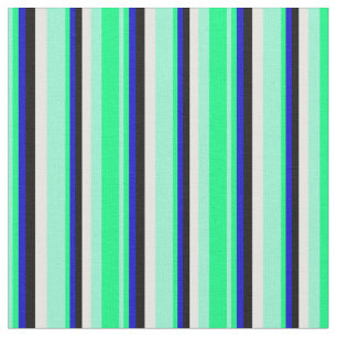 Aquamarine, Grün, Blau, Schwarz und Minzcreme Stoff