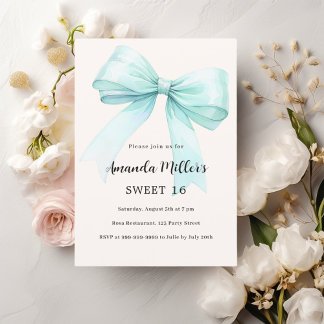 Aquamarine grüne Bogen elegant Sweet 16 Einladung