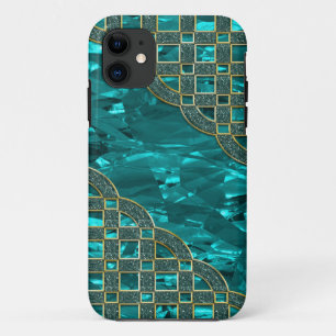 Aquamarine grüne Folie, goldenes Glitzer-Gitter Case-Mate iPhone Hülle