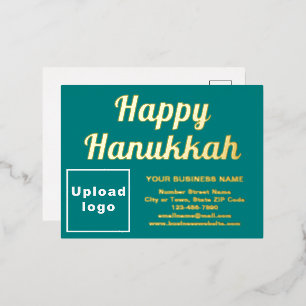 Aquamarine grüne Handelsmarke auf Hanukkah Folien Feiertagspostkarte