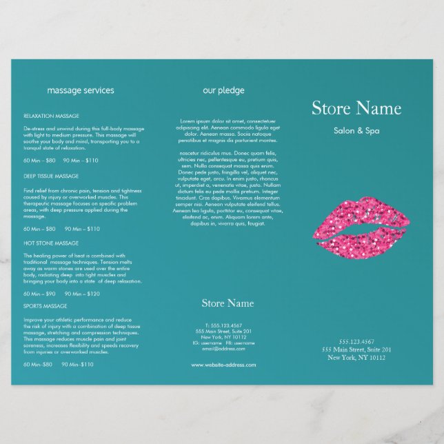 Aquamarine Grüne Lippen Schönheitssalon Drei mal b (Vorderseite)