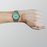 Aquamarine grüne Marke für Männerüberwachung Armbanduhr<br><div class="desc">Ihr Firmenlogo auf aquamarin grünem Hintergrund auf der Armbanduhr. Zubehör, das Sie in Ihre Werbeprodukte, Geschenke oder Geschenke an Ihre Kunden oder Kunden, um Ihr Geschäft zu werben oder Ihre Marke zu fördern. Anpassbare Uhr, mit der Sie Ihr Firmenlogo für Markenbewusstsein einsetzen können. Bitte Karo nach dem Hochladen Ihres Firmenlogos....</div>