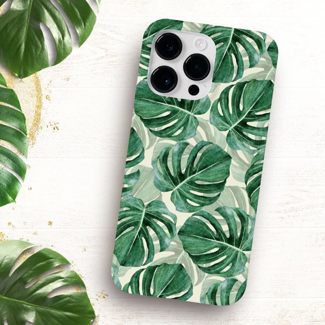Aquamarine grüne Monstera-Blätter Case-Mate iPhone Hülle (Von Creator hochgeladen)