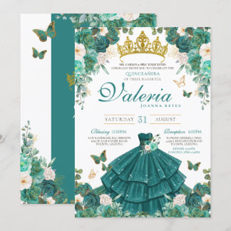 Aquamarine grüne Rose Butterfly Prinzessin Quincea Einladung