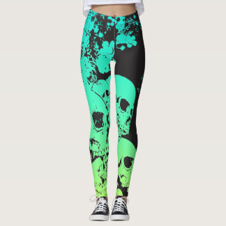 Aquamarine/grüne Schädel-Leggings Leggings
