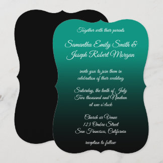 Aquamarine grüne Schwarz Ombre Elegante Kalligrafi Einladung