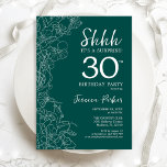 Aquamarine grüne Überraschung 30. Geburtstag Einladung<br><div class="desc">Aquamarine grüne Überraschung 30. Geburtstag Einladung. Minimalistisches modernes feminines Design mit botanischen Akzenten und Typografie-Script-Schriftart. Einfache florale Einladungskarte perfekt für eine stilvolle weibliche Überraschung am Tag.</div>