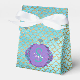 Aquamarine grüne und Lila Mermaid-Skala Mit Monogr Geschenkschachtel