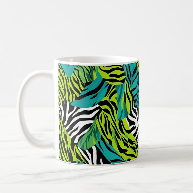 Aquamarine grüne Zebrastreifen Kaffeetasse (Links)