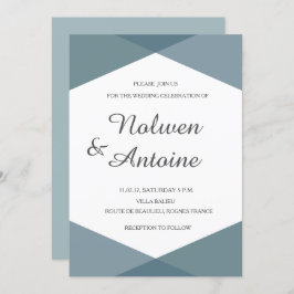 Aquamarine, grüne zyanisch geometrische Hochzeit Einladung