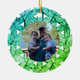 Aquamarine grünes Mosaik | Blume des Lebens Keramik Ornament