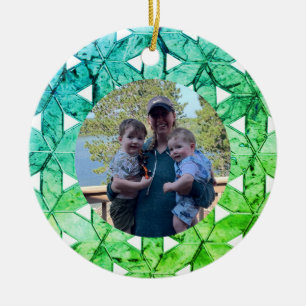 Aquamarine grünes Mosaik   Blume des Lebens Keramik Ornament